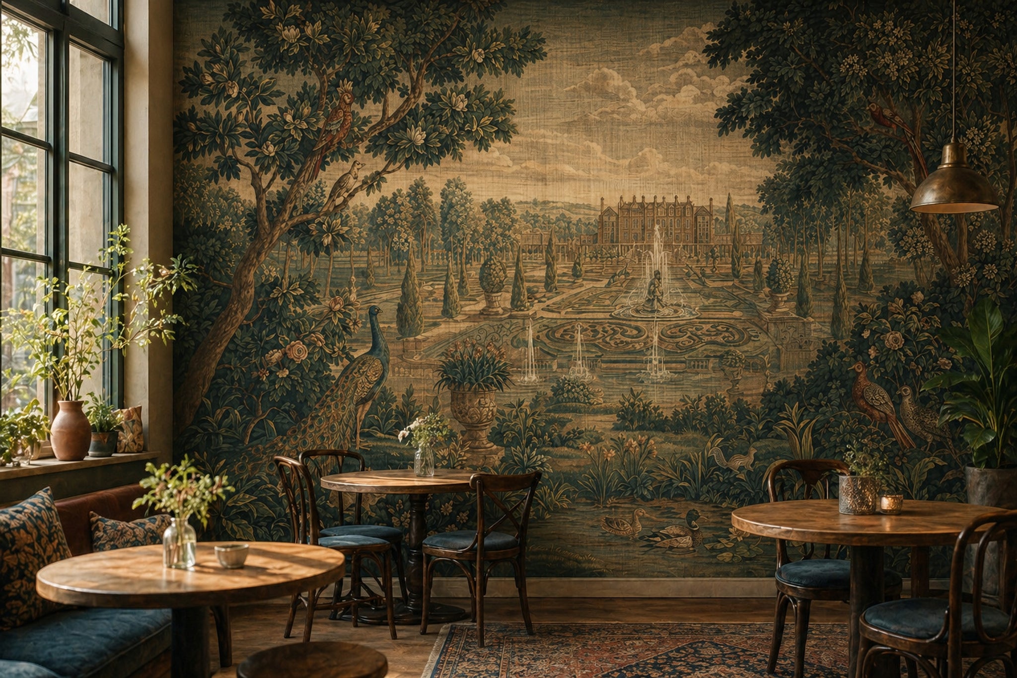 Muted Green Wallpaper Garden Chateau Removable Wall Decor