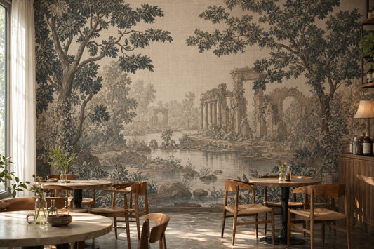 Classical Ruins Wallpaper Roman Arch River Landscape Wall Mural