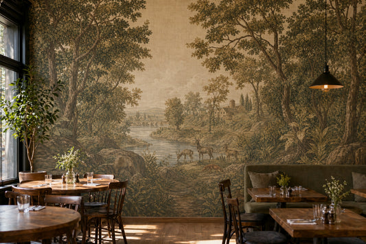 Vintage Landscape Wallpaper Pastoral Countryside Removable Antique Mural Wall Decor