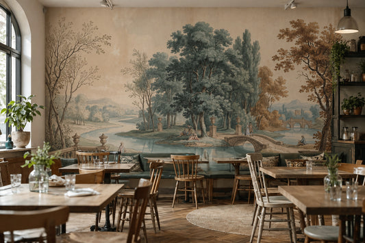 Paper Texture Wallpaper Garden Scene Landscape Removable Wall Decor