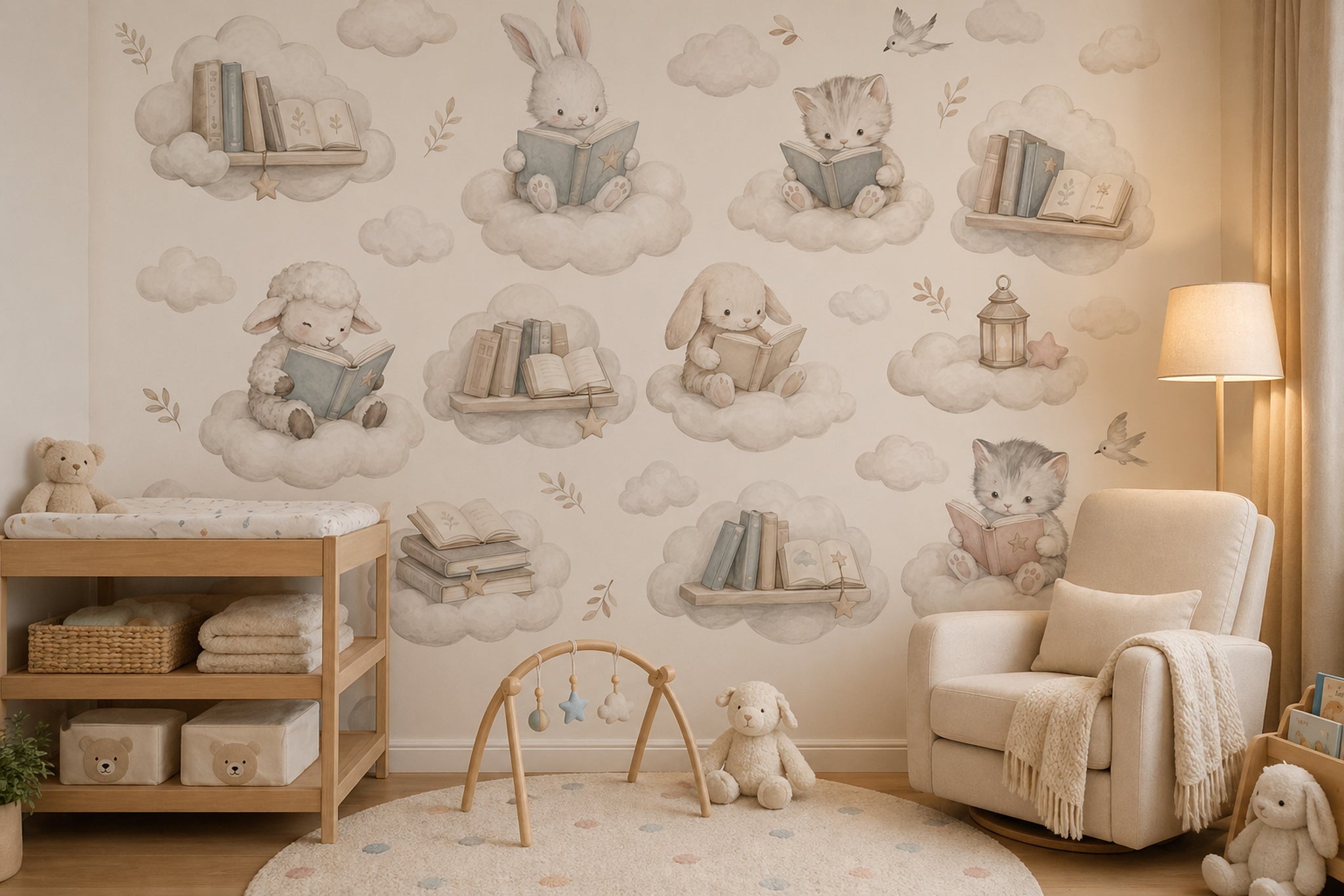 White Background Wallpaper Nursery Kids Wall Mural