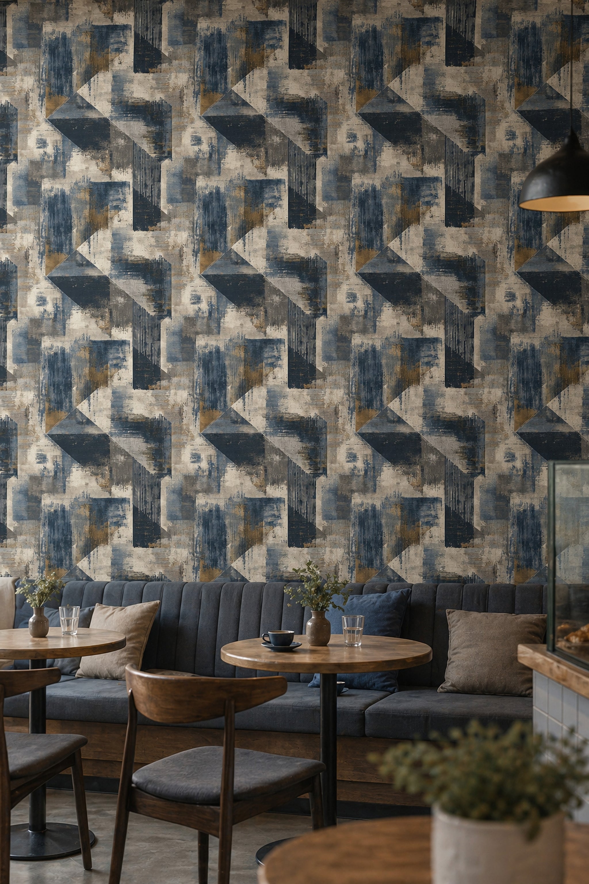 Grunge Texture Wallpaper Geometric Blocks Removable Diagonal Wall Decor