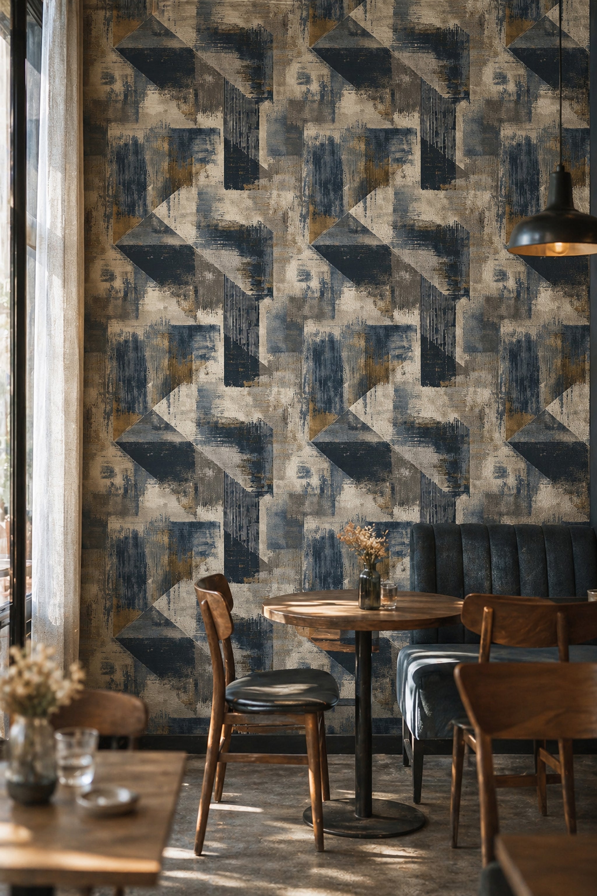 Grunge Texture Wallpaper Geometric Blocks Removable Diagonal Wall Decor