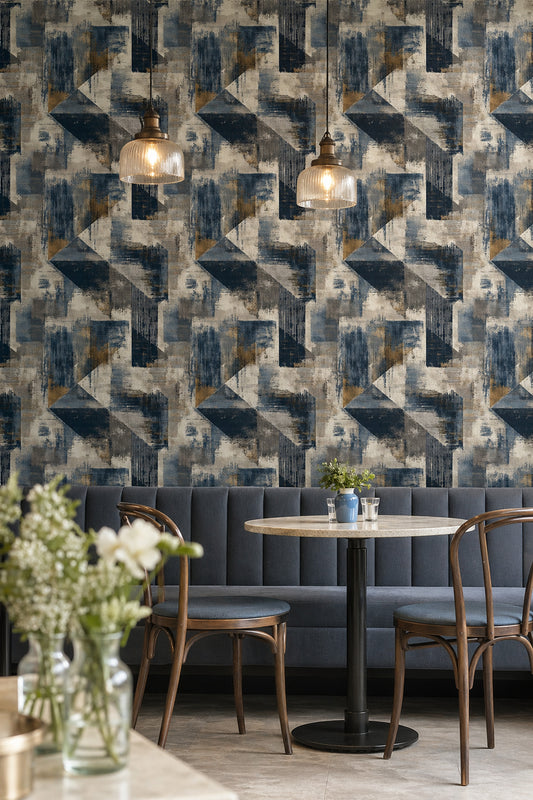 Grunge Texture Wallpaper Geometric Blocks Removable Diagonal Wall Double Roll