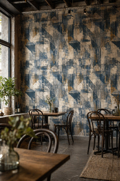 Grunge Texture Wallpaper Geometric Blocks Removable Diagonal Wall Decor