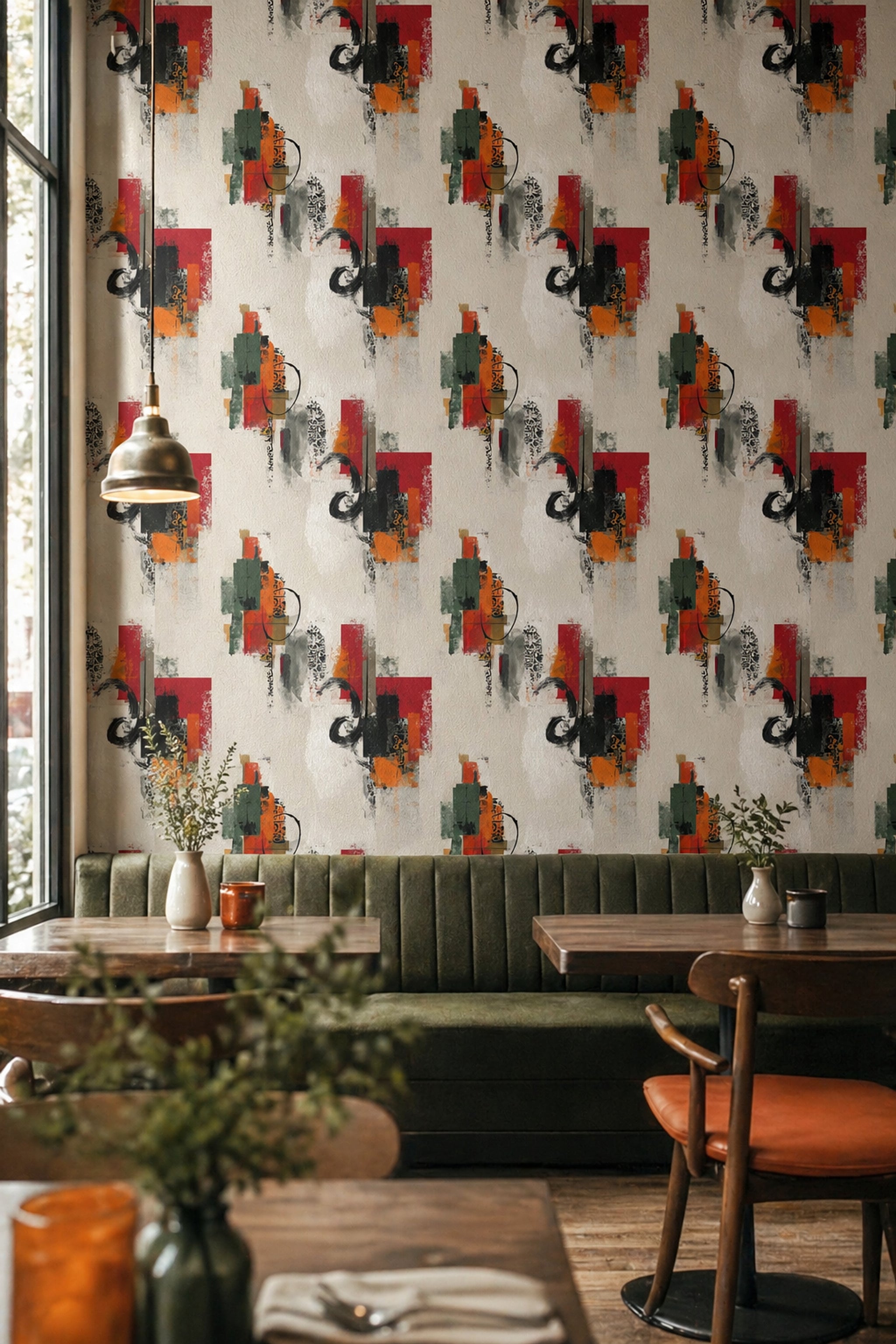 Muted Green Wallpaper Abstract Grunge Decorative Mural