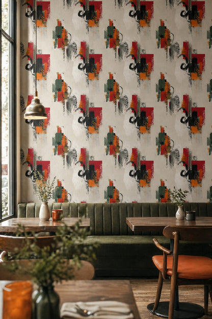Muted Green Wallpaper Abstract Grunge Decorative Mural