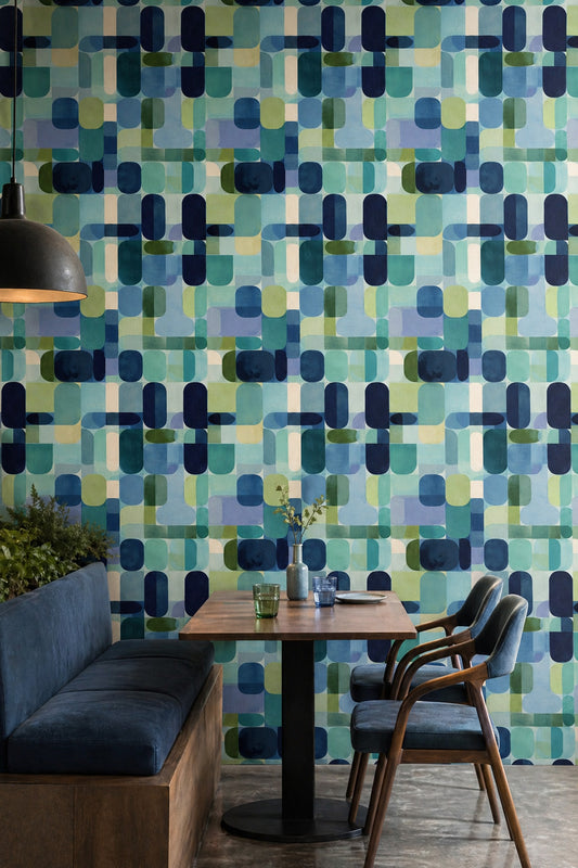 Mid Century Modern Wallpaper Retro Geometric Decorative Mural