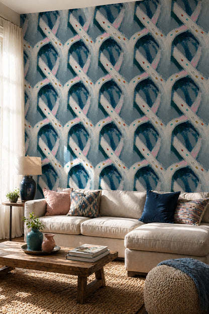 Abstract Racetrack Wallpaper Formula Race Cars Modern Impasto Texture Removable Wall Decor
