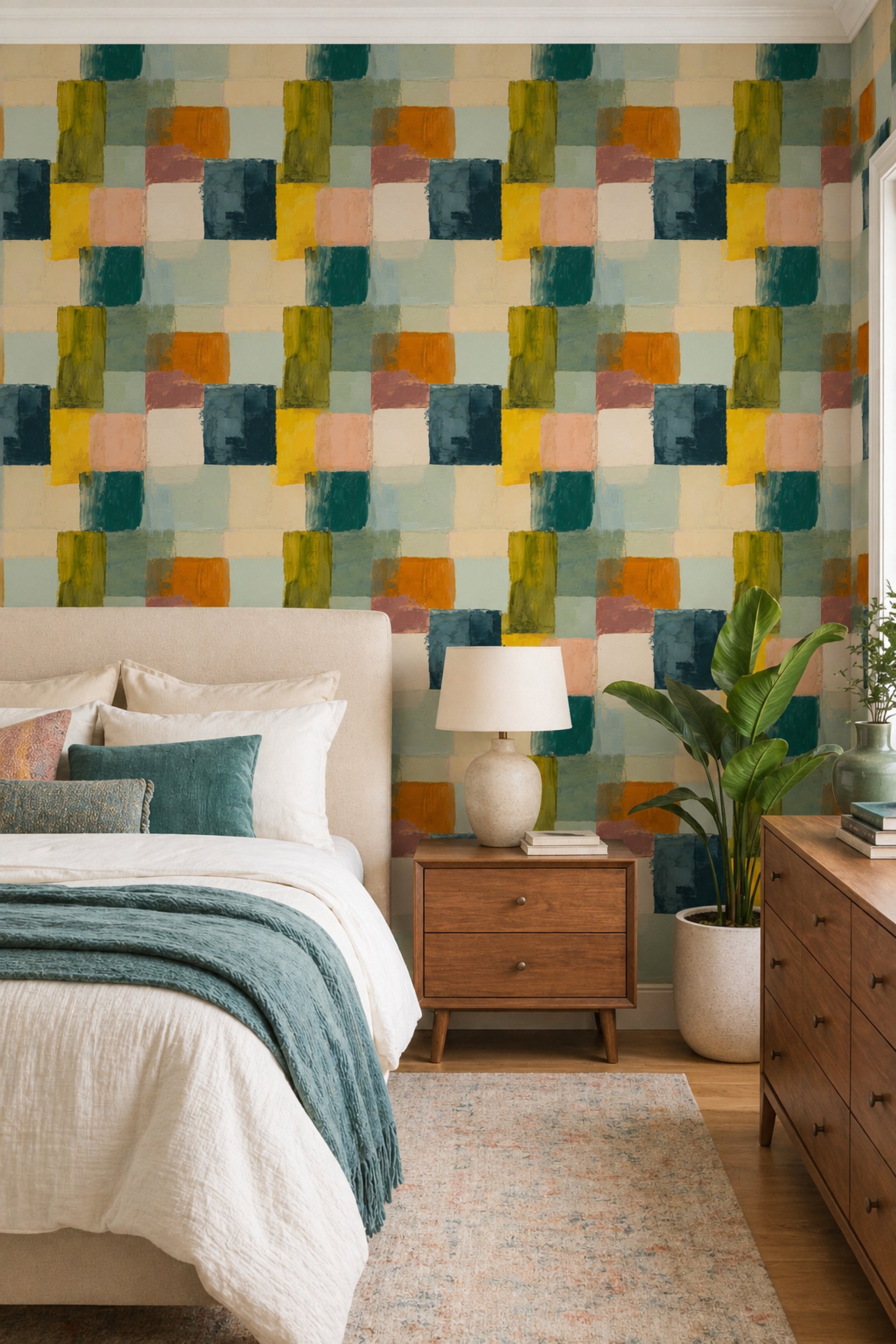 Mid Century Modern Wallpaper Modern Removable Retro Wall Decor