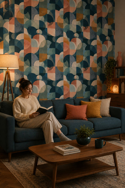 Mid Century Modern Wallpaper Geometric Removable Wall Decor