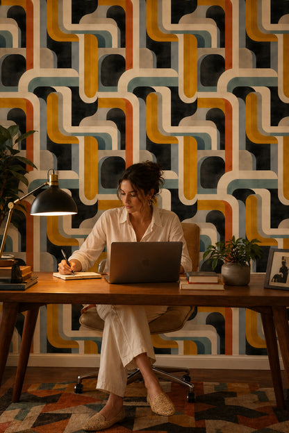 Mid Century Modern Wallpaper Retro Geometric Decorative Mural