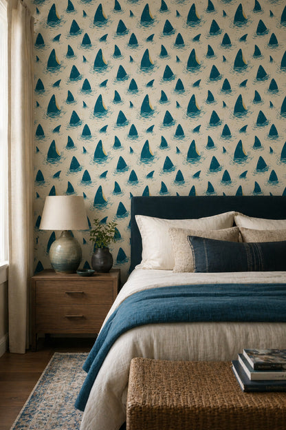 Shark Fins Wallpaper Ocean Removable Water Ripples Wall Decor