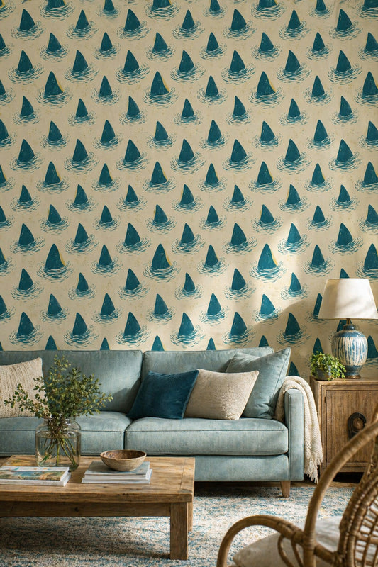 Shark Fins Wallpaper Ocean Removable Water Ripples Wall Decor