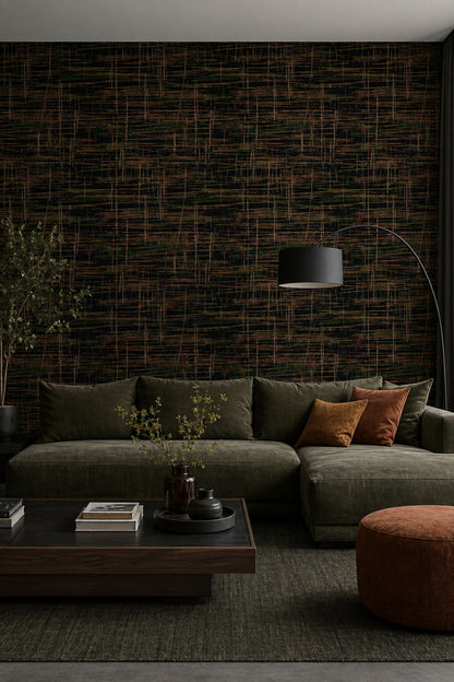 Abstract Plaid Wallpaper Grid Lines Neon Green Removable Wall Decor