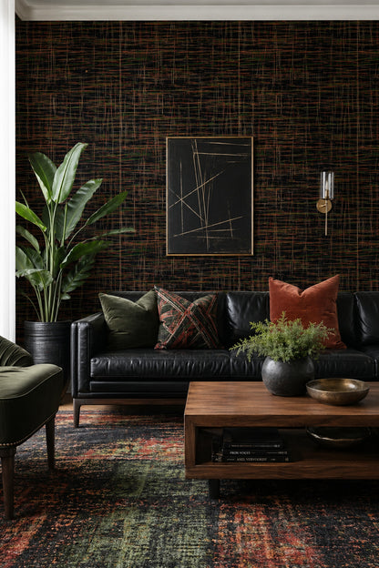 Abstract Plaid Wallpaper Grid Lines Neon Green Removable Wall Decor