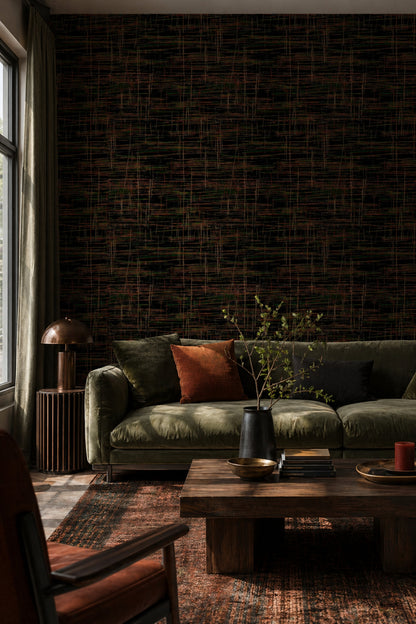 Abstract Plaid Wallpaper Grid Lines Neon Green Removable Wall Decor