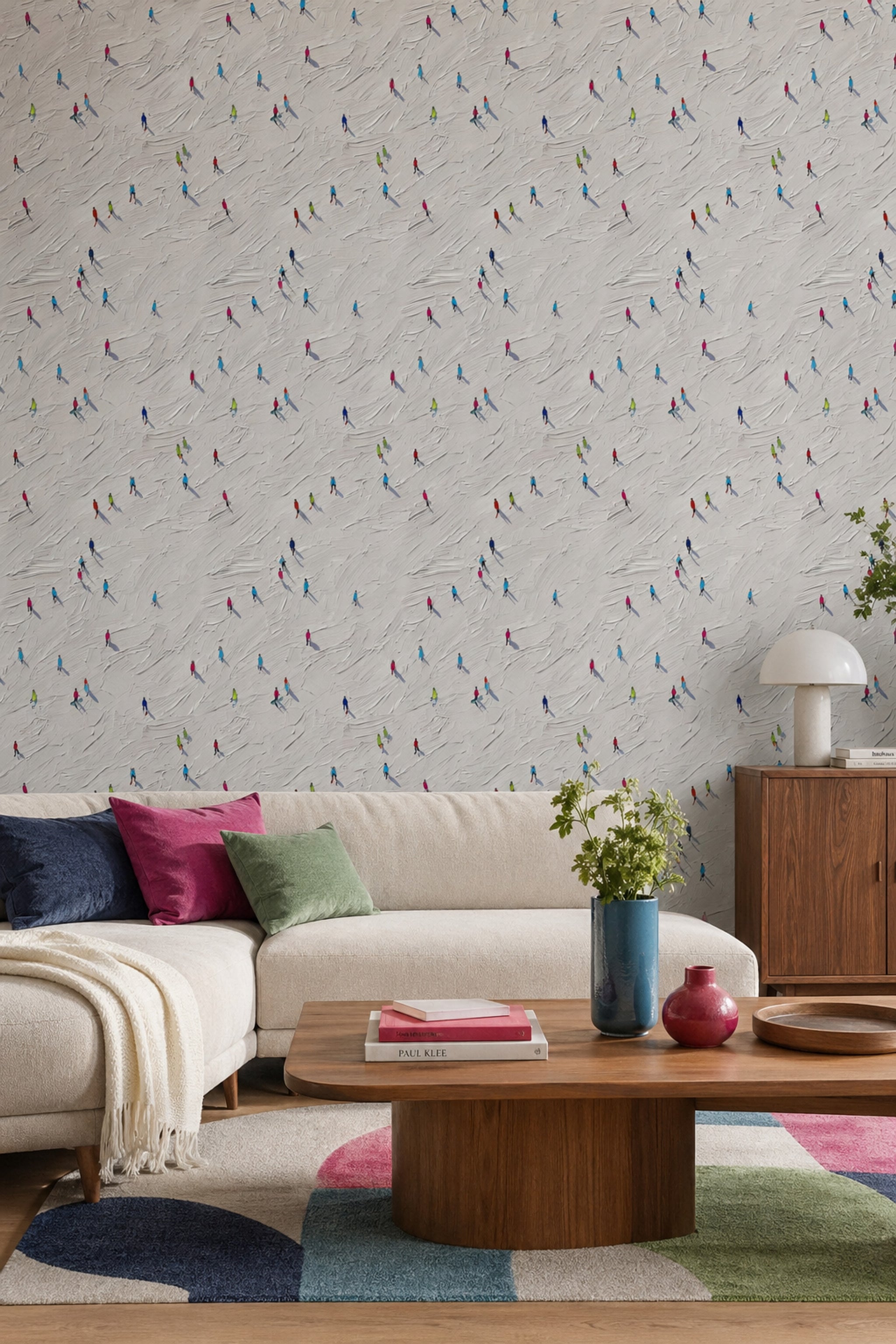 Skiers Wallpaper Winter Sports Bright Decorative Mural