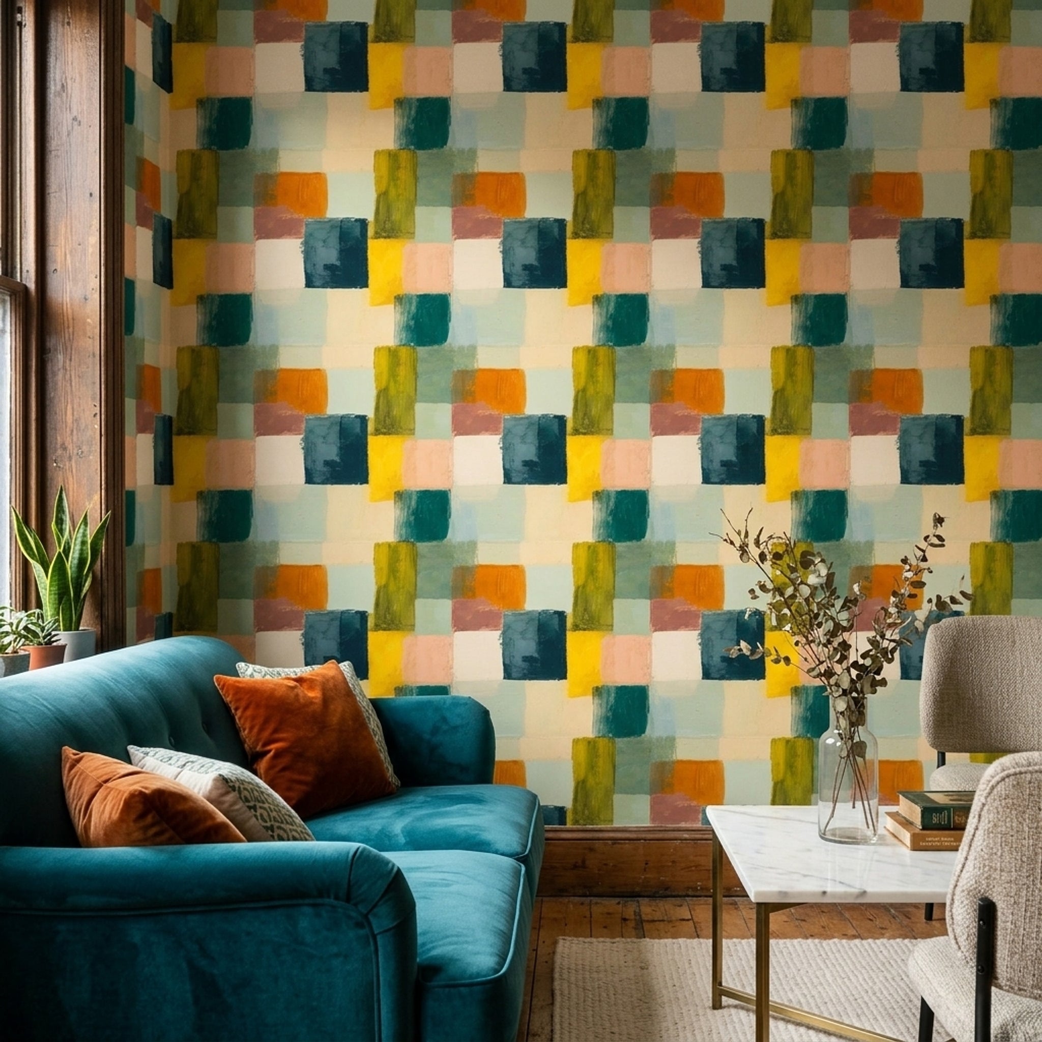 Mid Century Modern Wallpaper Modern Removable Retro Wall Decor