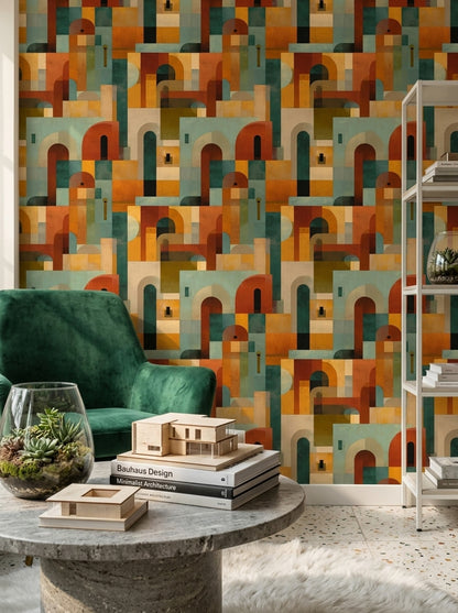 Mid Century Modern Wallpaper Geometric Removable Wall Decor