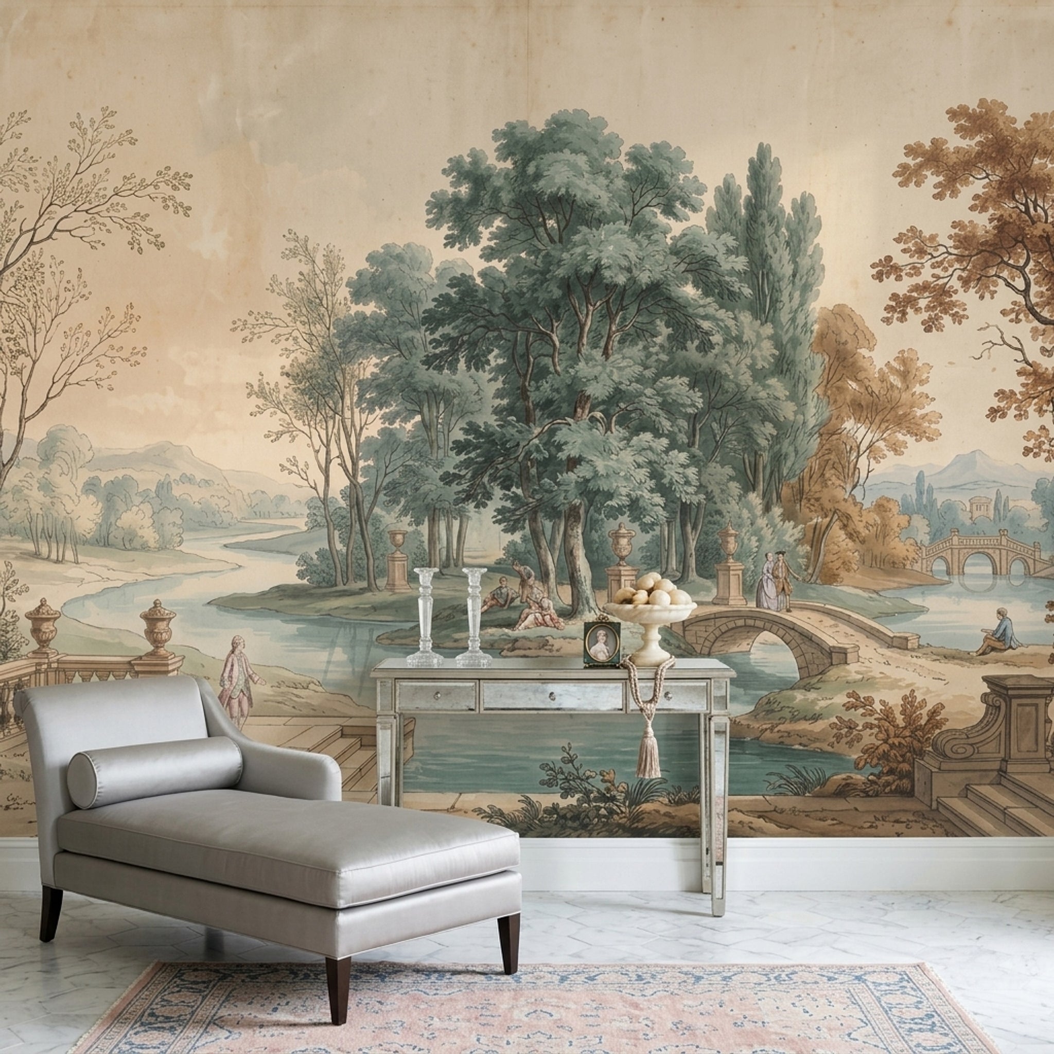 Paper Texture Wallpaper Garden Scene Landscape Removable Wall Decor
