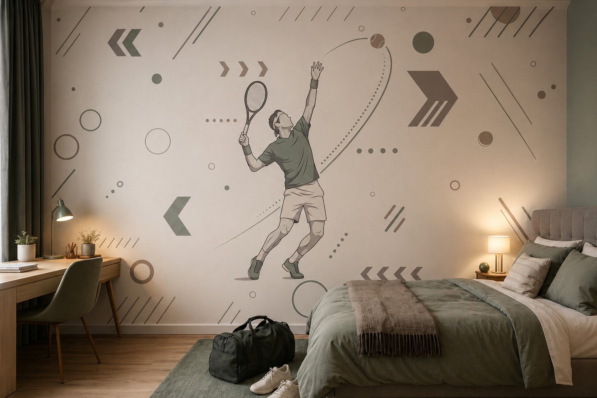 Abstract Pattern Wallpaper Geometric Pattern Removable Sports Pattern Wall Decor
