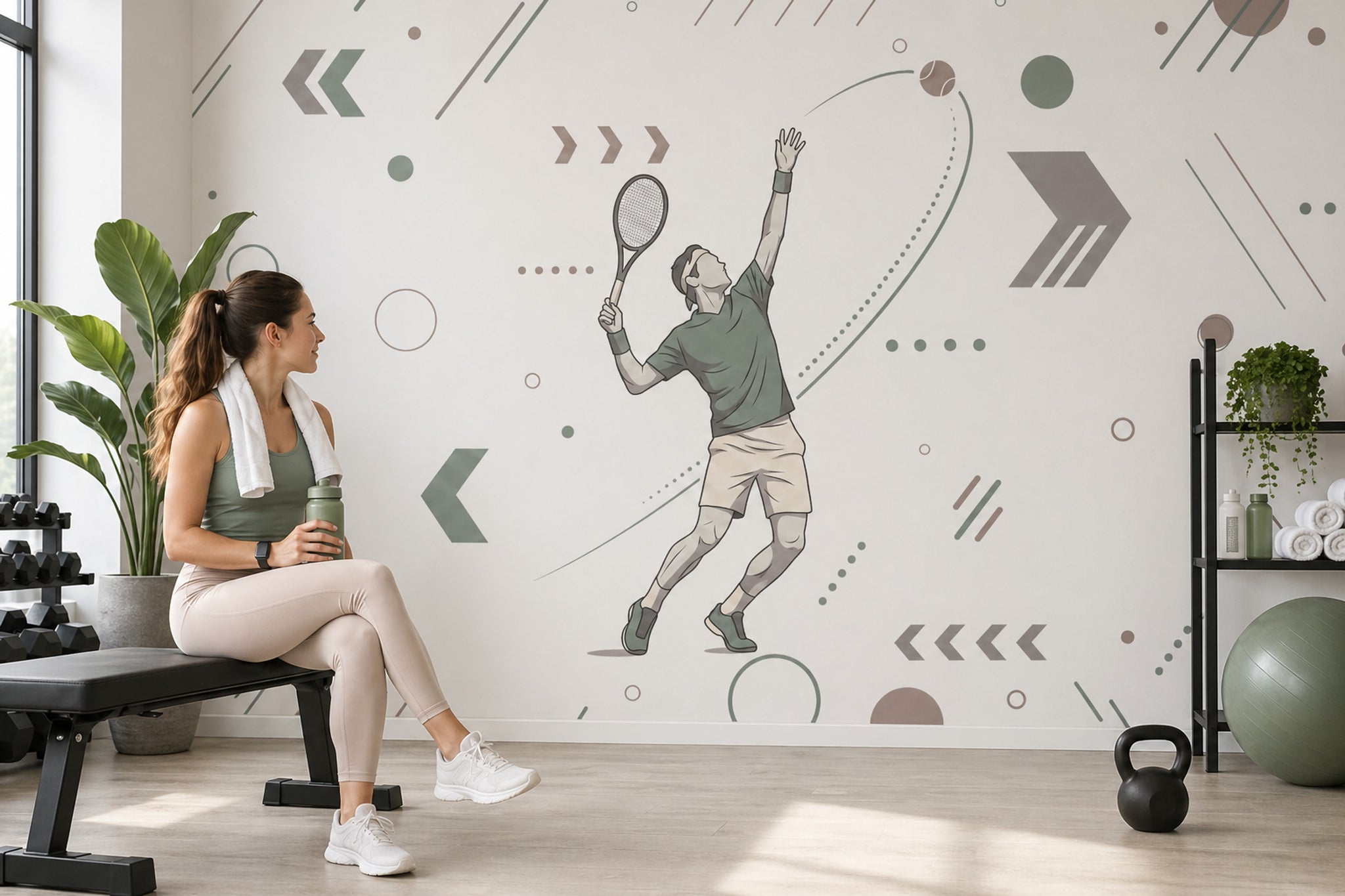 Abstract Pattern Wallpaper Geometric Pattern Removable Sports Pattern Wall Decor