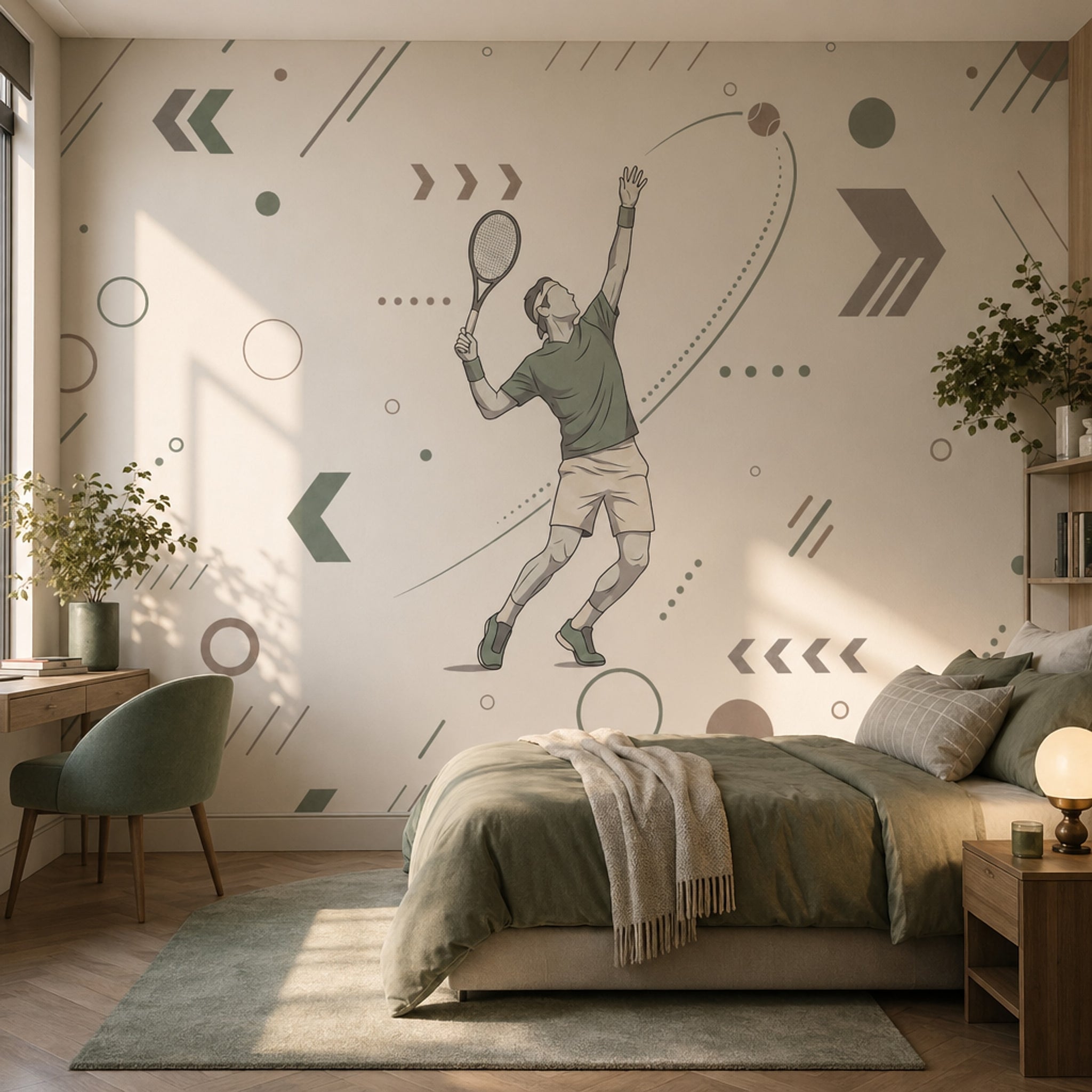 Abstract Pattern Wallpaper Geometric Pattern Removable Sports Pattern Wall Decor