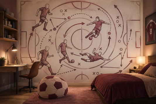 Soccer Tactics Wallpaper Sports Diagram Watercolor Wash Wall Mural