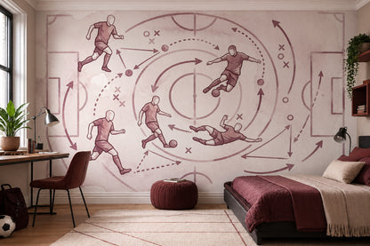 Soccer Tactics Wallpaper Sports Diagram Watercolor Wash Wall Mural