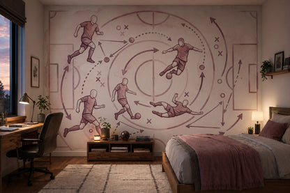Soccer Tactics Wallpaper Sports Diagram Watercolor Wash Wall Mural