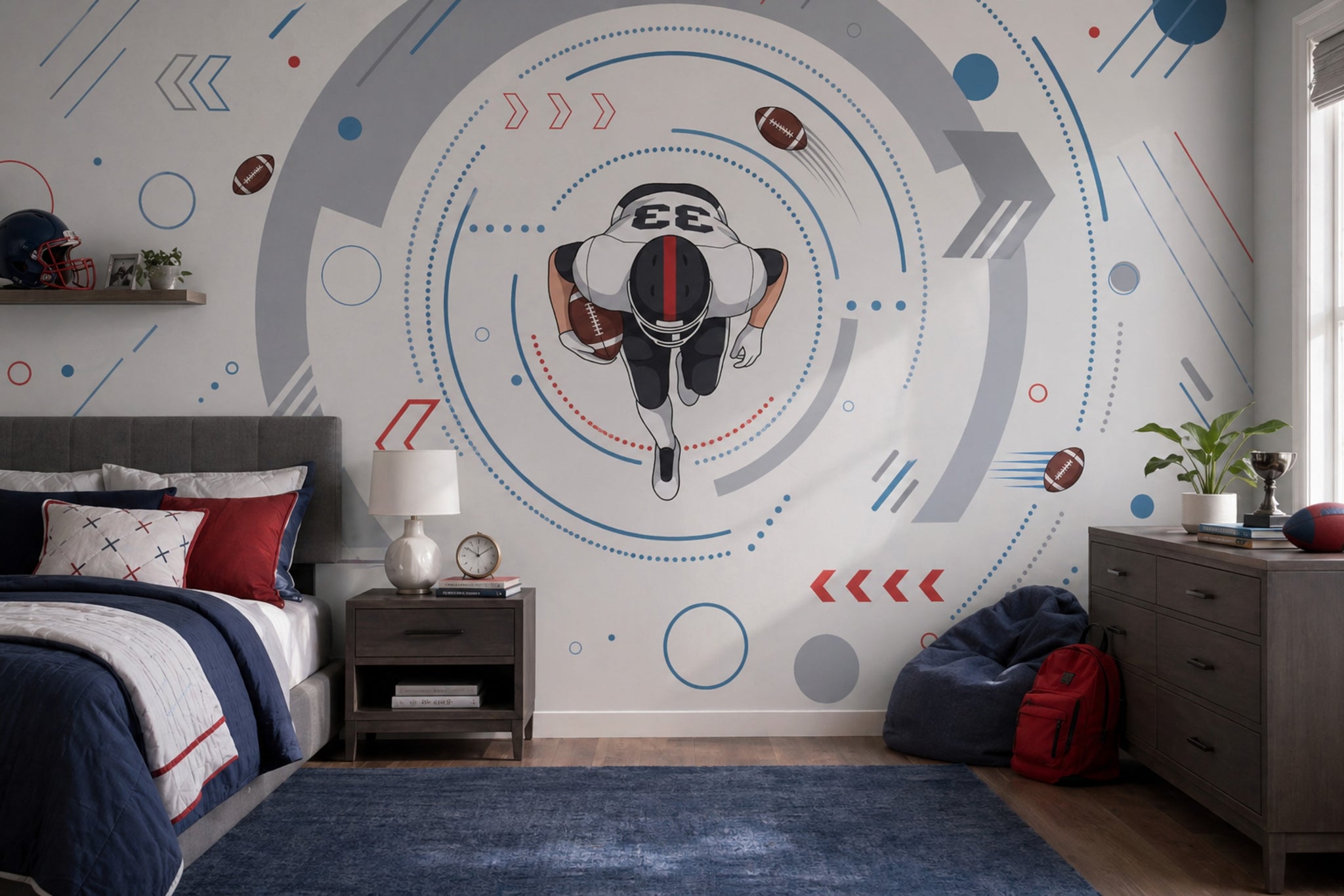 Bright Background Wallpaper Light Gray Navy Blue Wall Mural