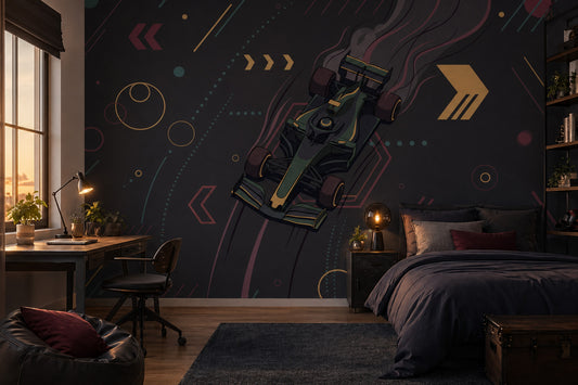 Race Car Wallpaper Motorsport Tech Futuristic Removable Wall Decor