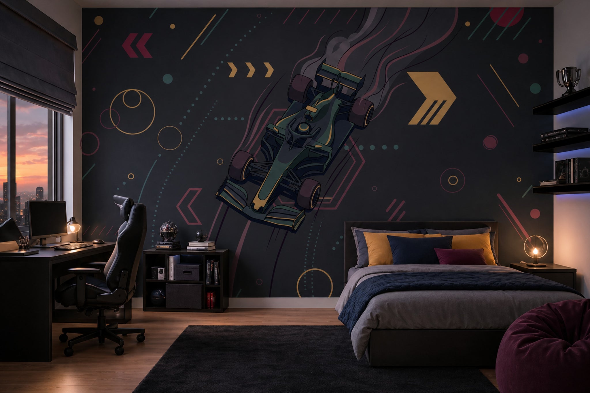 Race Car Wallpaper Motorsport Tech Futuristic Removable Wall Decor