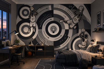 Basketball Wallpaper Geometric Circles Sports Graphic Wall Mural