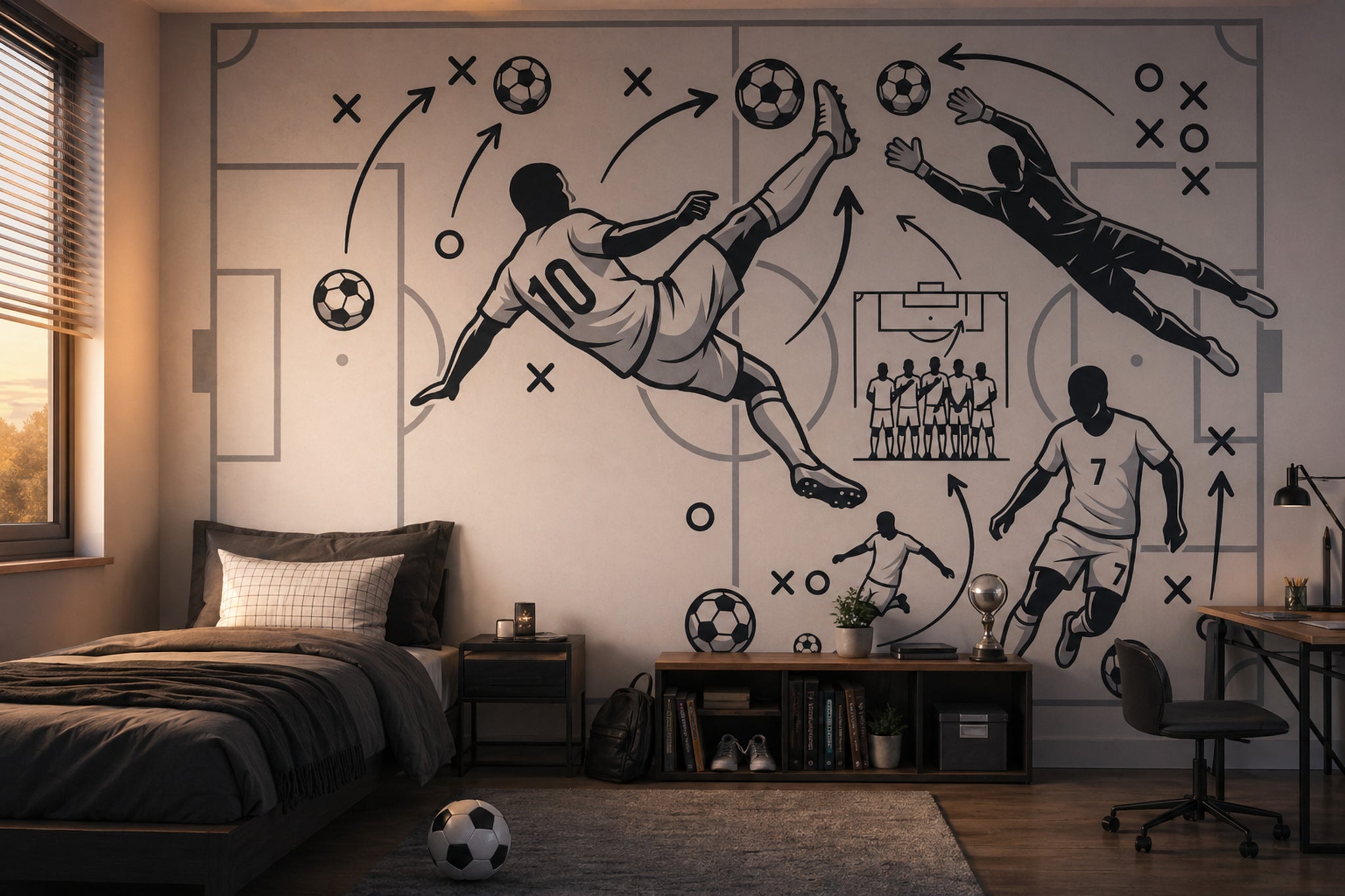 Football Tactics Wallpaper Soccer Sports Mural Removable Wall Decor