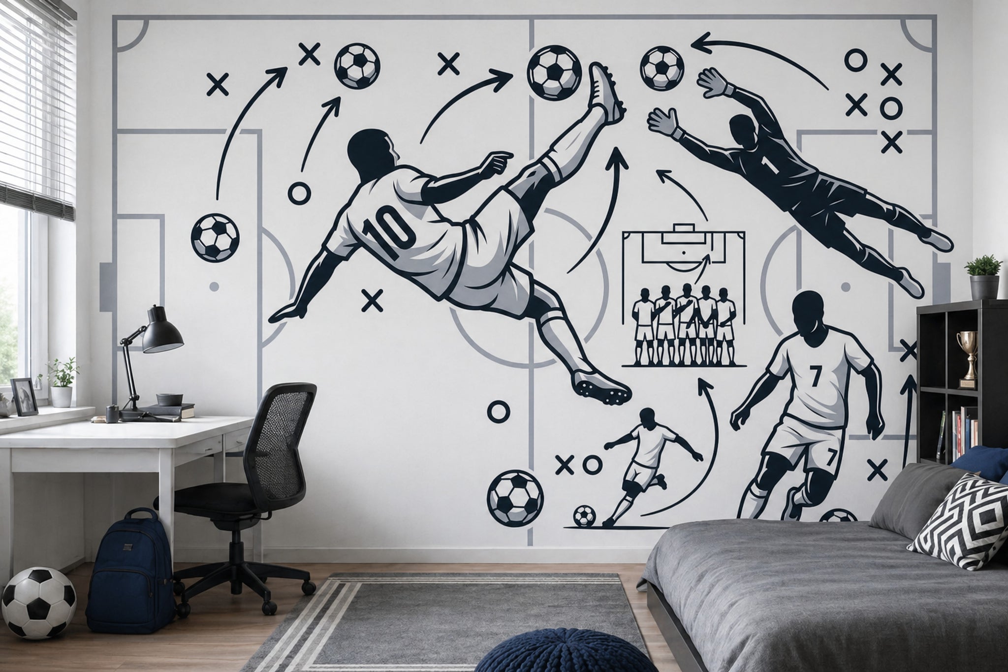 Football Tactics Wallpaper Soccer Sports Mural Removable Wall Decor