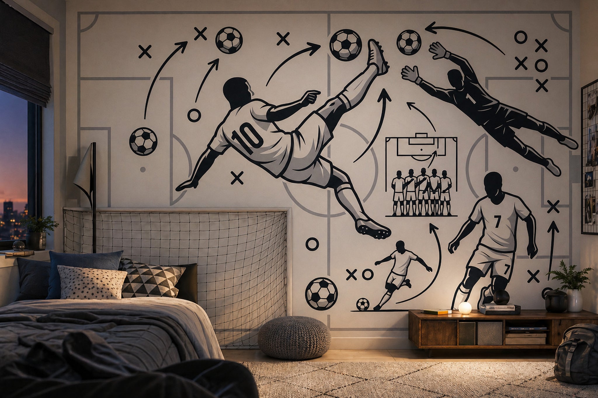 Football Tactics Wallpaper Soccer Sports Mural Removable Wall Decor