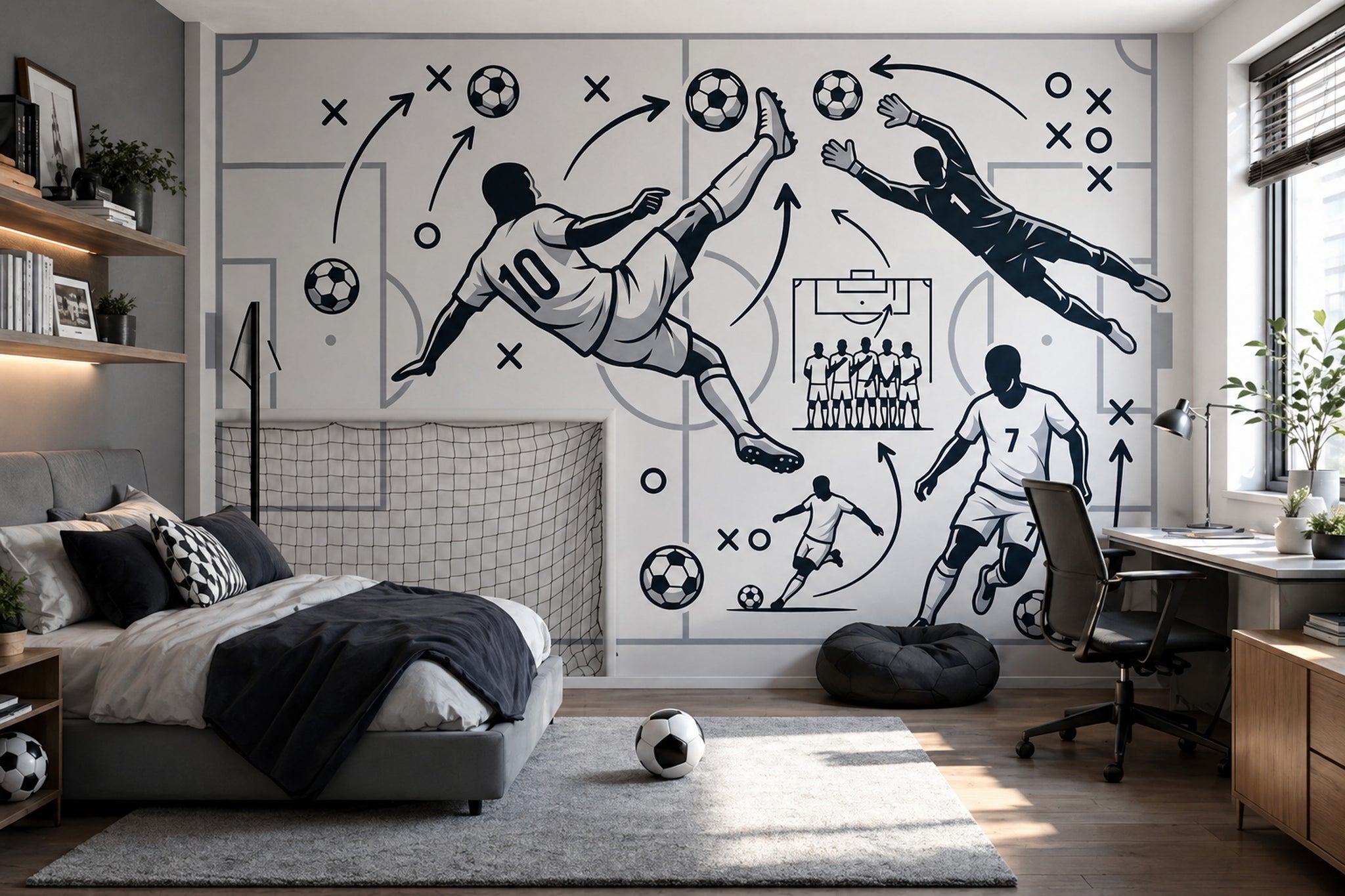 Football Tactics Wallpaper Soccer Sports Mural Removable Wall Decor