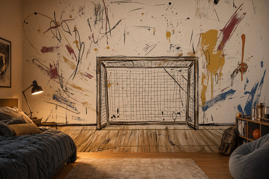 Abstract Wallpaper Soccer Goal Removable Modern Mural Wall Decor