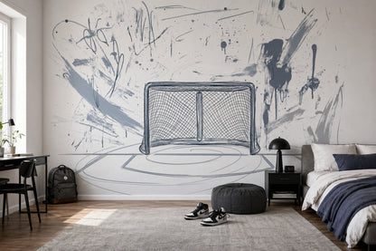 Hockey Goal Wallpaper Ice Rink Abstract Removable Wall Decor