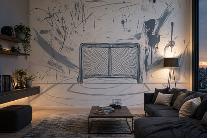 Hockey Goal Wallpaper Ice Rink Abstract Removable Wall Decor