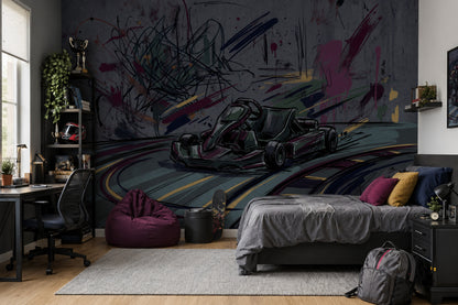 Go Kart Wallpaper Racing Removable Street Art Wall Decor