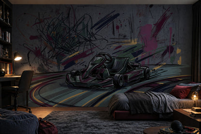 Go Kart Wallpaper Racing Removable Street Art Wall Decor