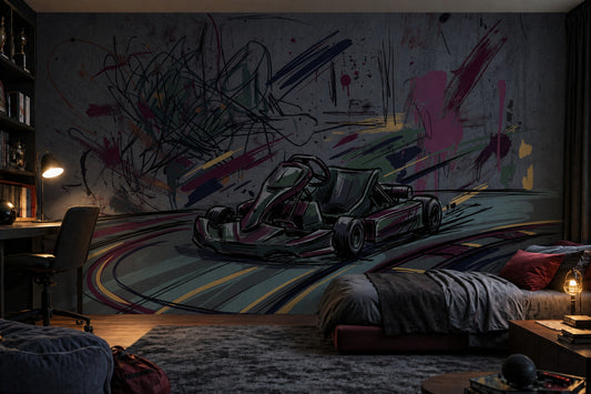 Go Kart Wallpaper Racing Removable Street Art Wall Decor