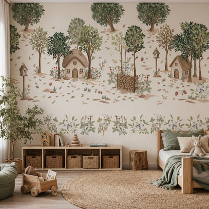 Woodland Wallpaper Storybook Cottage Wall Mural