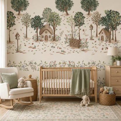 Woodland Wallpaper Storybook Cottage Wall Mural
