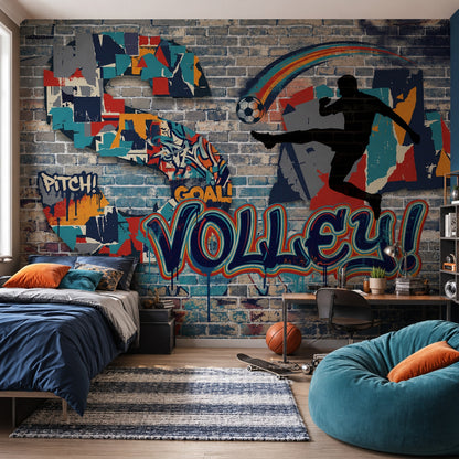Graffiti Brick Wall Wallpaper Brick Wall Graffiti Brick Wall Removable Wall Decor