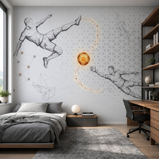 Geometric Wallpaper Wireframe Removable Futuristic Wall Decor