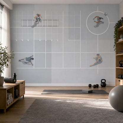 Minimalist Sports Wallpaper Geometric Grid Removable Gym Training Wall Decor